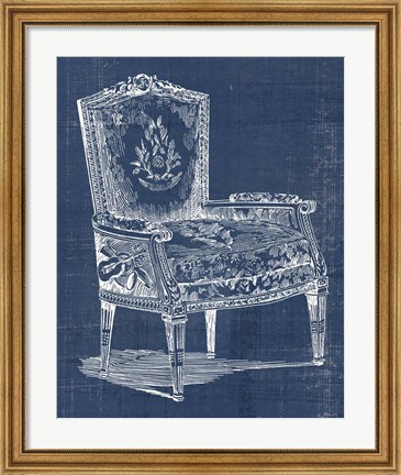 Framed Antique Chair Blueprint I Print