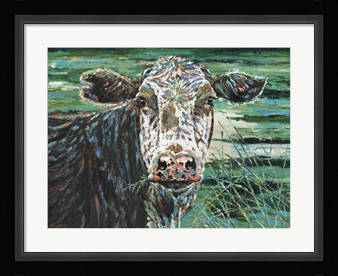 Framed Marshland Cow II Print