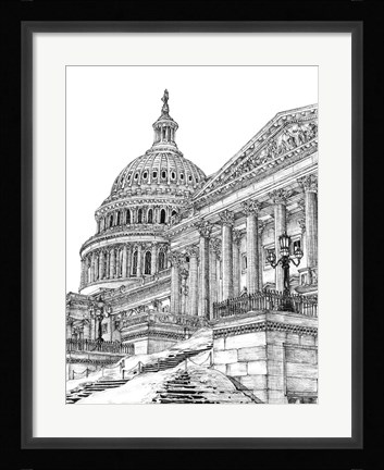 Framed B&amp;W Us Cityscape-Washington DC Print