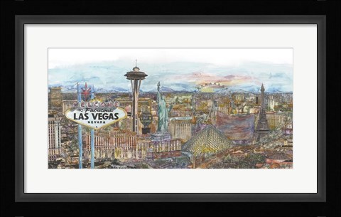 Framed Vegas Skyline in Color Print