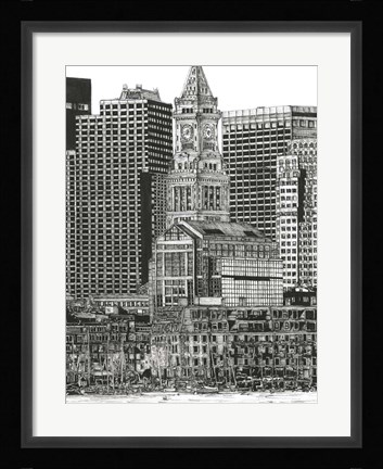 Framed B&amp;W Us Cityscape-Boston Print
