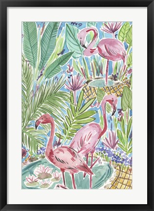Framed Flamingo Paradise I Print