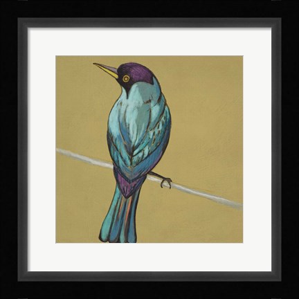 Framed Winged Sketch I on Ochre Print