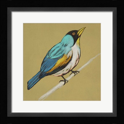 Framed Winged Sketch II on Ochre Print