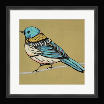 Framed Winged Sketch III on Ochre Print