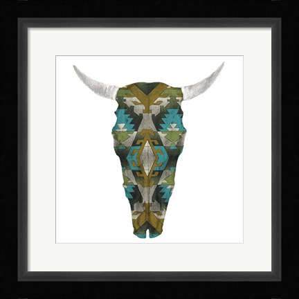 Framed Day of the Dead Skull Mount I Print