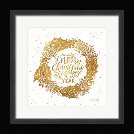 Framed Merry Christmas and Happy New Year Print