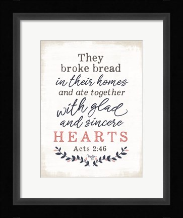 Framed Glad and Sincere Hearts Print