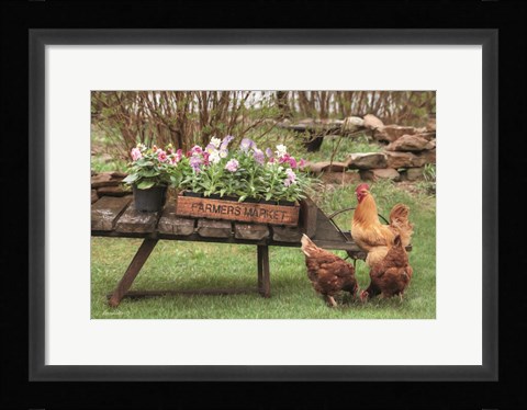 Framed Farmer's Flower Cart Print