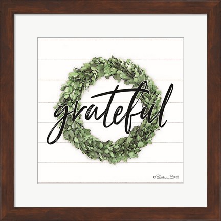 Framed Grateful Boxwood Wreath Print