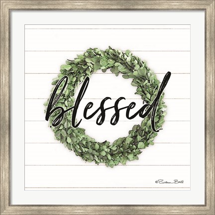 Framed Blessed Boxwood Wreath Print