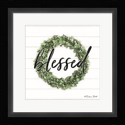 Framed Blessed Boxwood Wreath Print