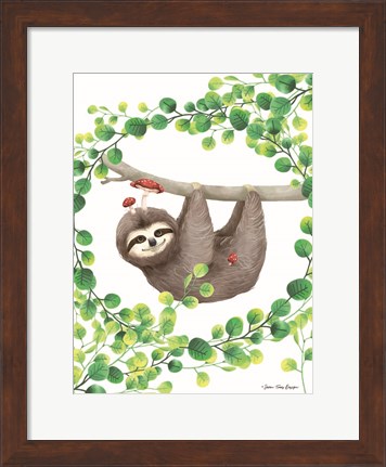 Framed Hanging Around Sloth I Print