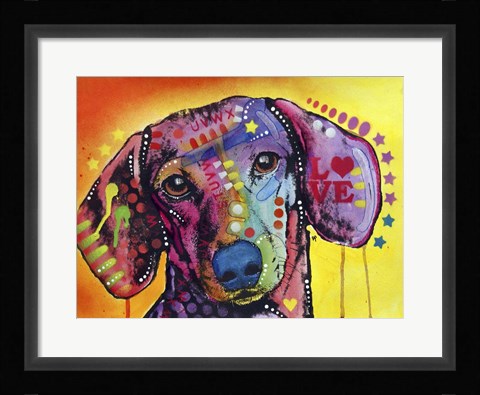 Framed Tilt Dachshund Love Print
