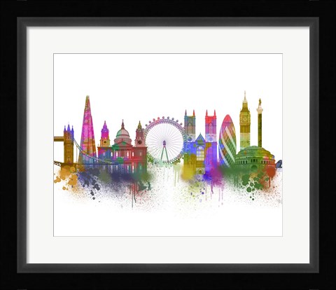 Framed London Skyline Rainbow Bright Print