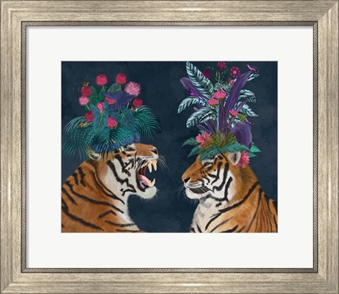 Framed Hot House Tigers, Pair, Dark Print