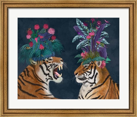 Framed Hot House Tigers, Pair, Dark Print