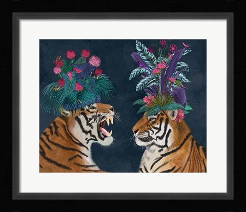 Framed Hot House Tigers, Pair, Dark Print