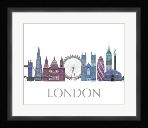 Framed London Skyline Coloured Buildings Print