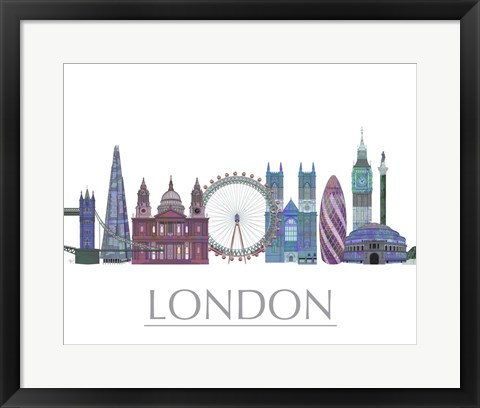 Framed London Skyline Coloured Buildings Print