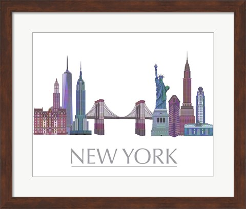 Framed New York Skyline Coloured Buildings Print