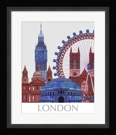 Framed London Landmarks , Red Blue Print