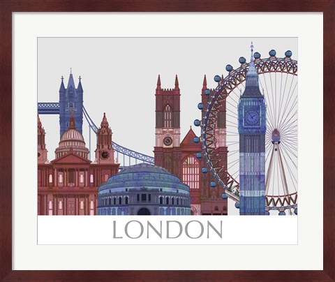 Framed London Landmarks , Red Blue Print