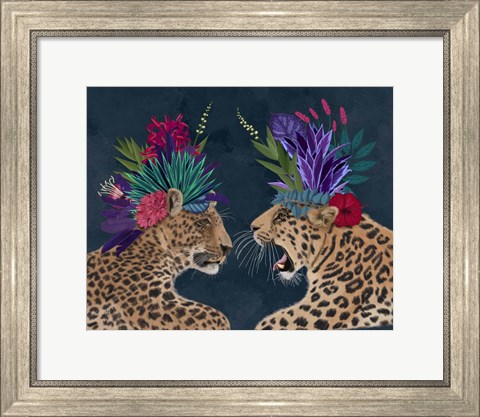 Framed Hot House Leopards, Pair, Dark Print