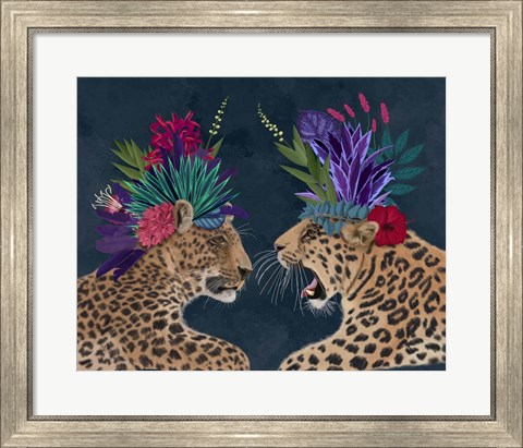 Framed Hot House Leopards, Pair, Dark Print