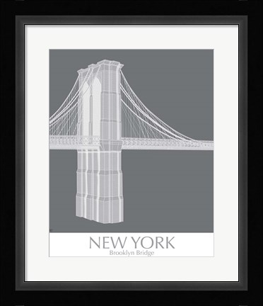 Framed New York Brooklyn Bridge Monochrome Print