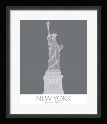 Framed New York Statue of Liberty Monochrome Print