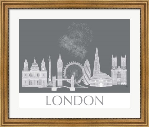 Framed London Skyline Monochrome Print