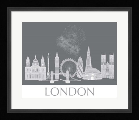Framed London Skyline Monochrome Print