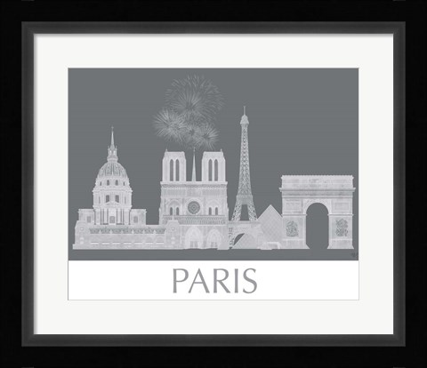 Framed Paris Skyline Monochrome Print