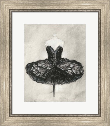 Framed Black Ballet Dress I Print