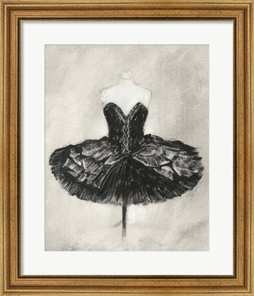 Framed Black Ballet Dress I Print