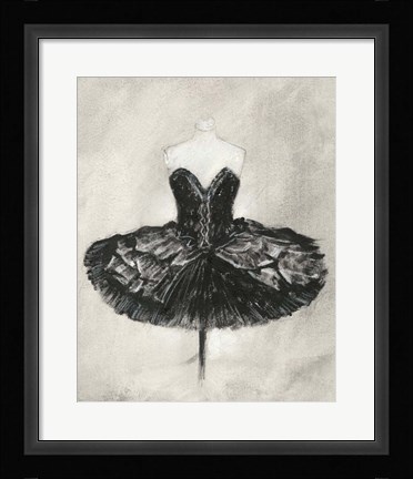 Framed Black Ballet Dress I Print