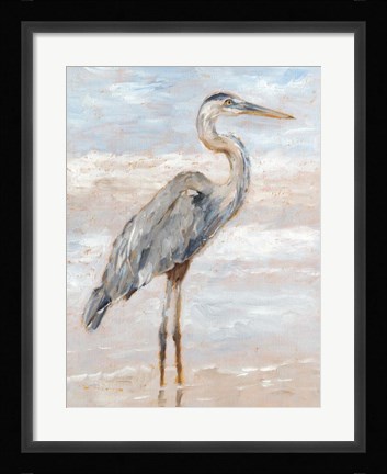 Framed Beach Heron I Print