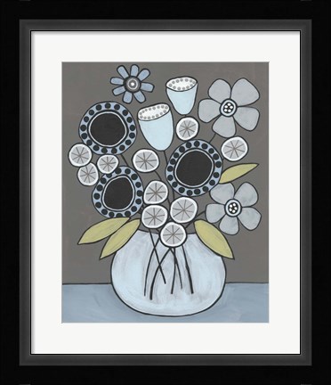 Framed Happy Garden Flowers I Print