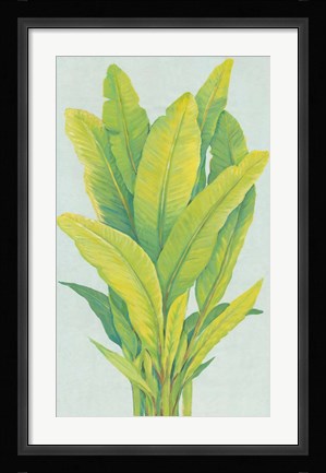 Framed Chartreuse Tropical Foliage I Print