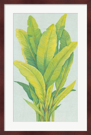 Framed Chartreuse Tropical Foliage I Print