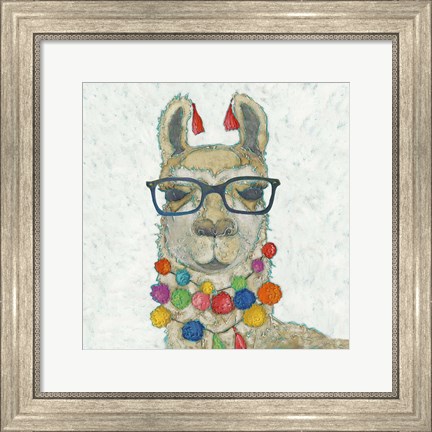 Framed Llama Love with Glasses I Print