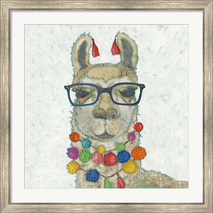 Framed Llama Love with Glasses I Print