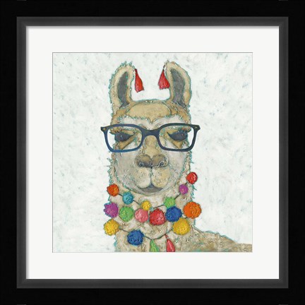 Framed Llama Love with Glasses I Print