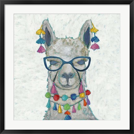 Framed Llama Love with Glasses II Print