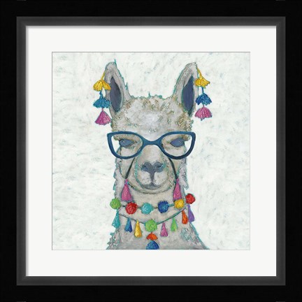 Framed Llama Love with Glasses II Print