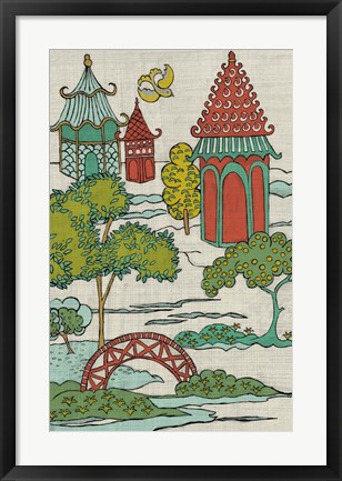 Framed Pagoda Landscape I Print