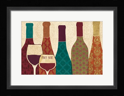 Framed Wine Collage I with Glassware Print