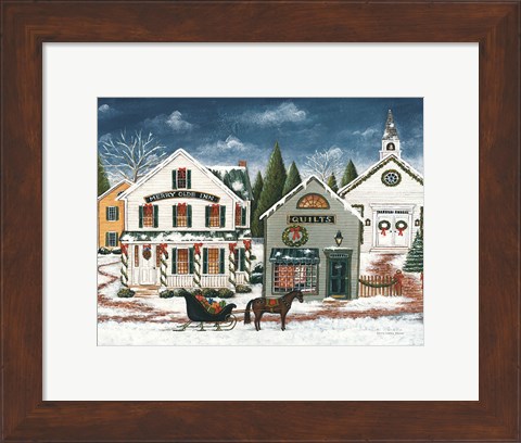 Framed Christmas Village I Dark Crop Print