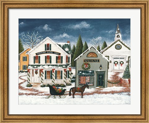 Framed Christmas Village I Dark Crop Print